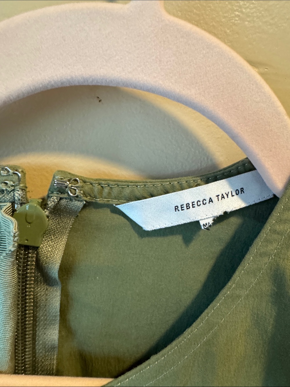 Rebecca Taylor Moss Green Puff Sleeve Jumpsuit with Back Zip - Picture 2 of 10